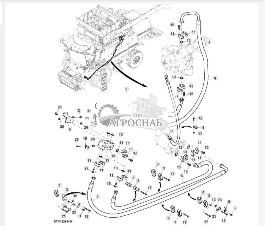Шланги гидростатического привода, трансмиссия с кнопочным переключением передач, 4WD 